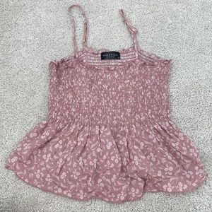 Pink floral flowy tank top.